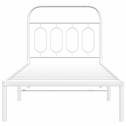 vidaXL Metal Bed Frame without Mattress with Headboard White 90x190cm