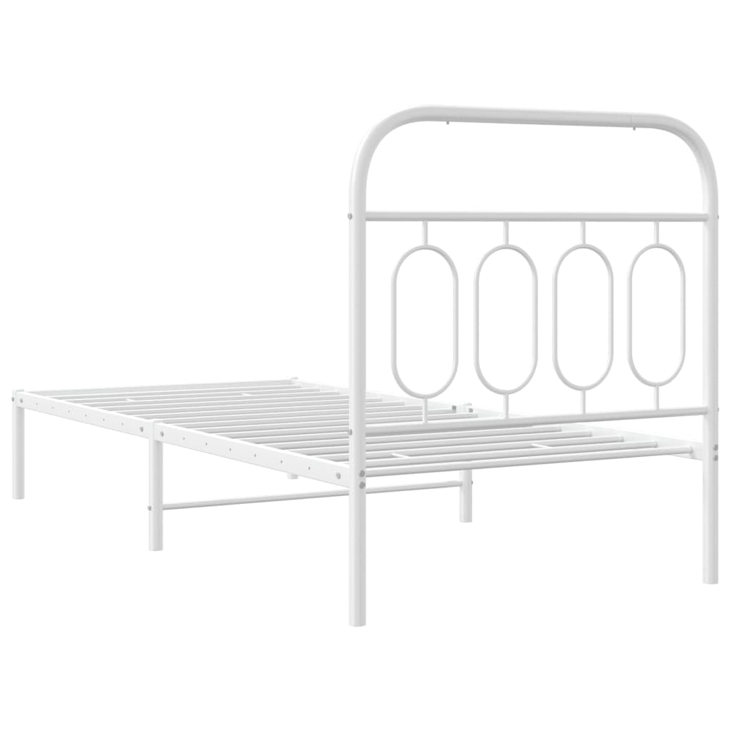 vidaXL Metal Bed Frame without Mattress with Headboard White 90x190cm