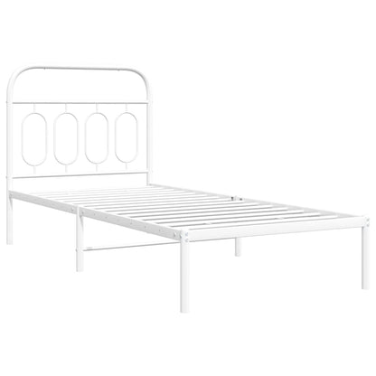vidaXL Metal Bed Frame without Mattress with Headboard White 90x200cm