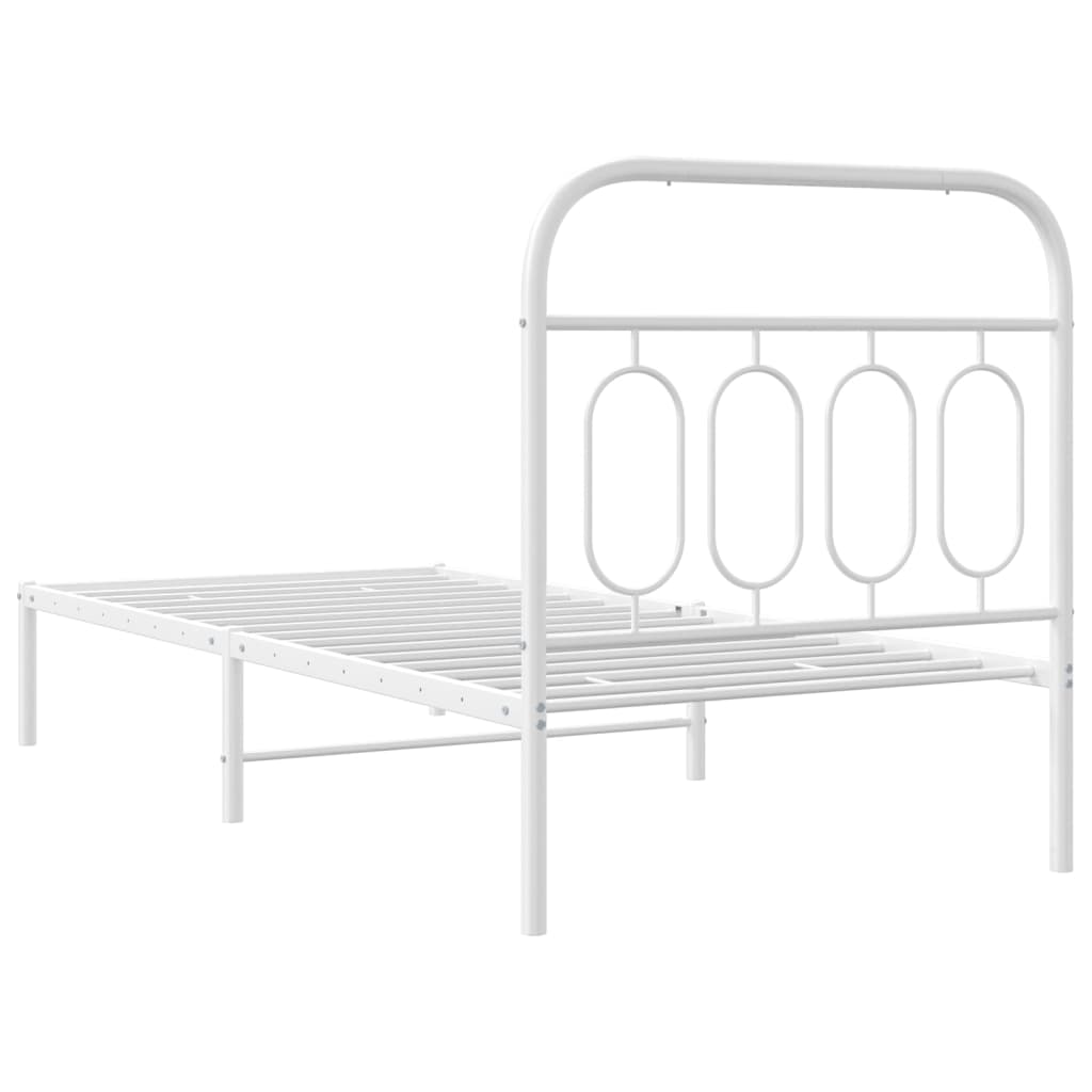 vidaXL Metal Bed Frame without Mattress with Headboard White 90x200cm