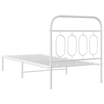 vidaXL Metal Bed Frame without Mattress with Headboard White 90x200cm
