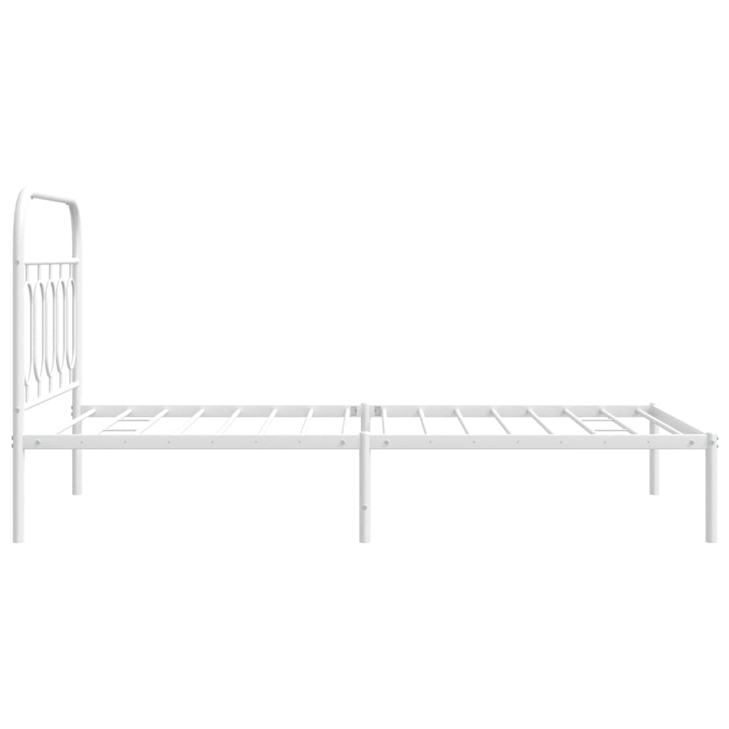 vidaXL Metal Bed Frame without Mattress with Headboard White 100x190cm