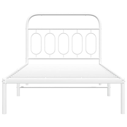 vidaXL Metal Bed Frame without Mattress with Headboard White 100x200cm