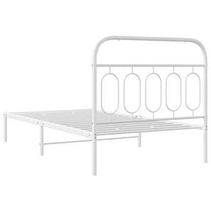vidaXL Metal Bed Frame without Mattress with Headboard White 100x200cm