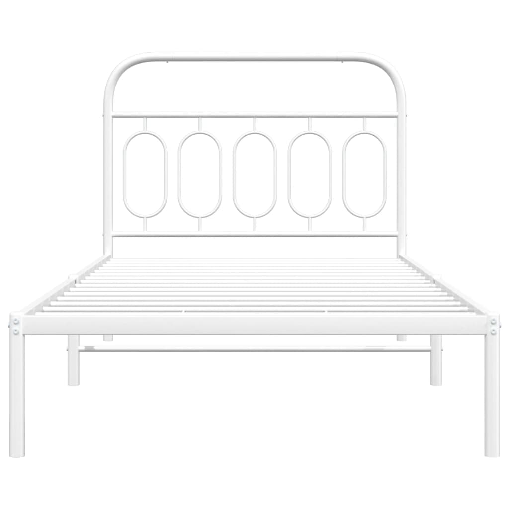vidaXL Metal Bed Frame without Mattress with Headboard White 107x203cm