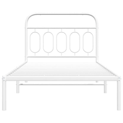 vidaXL Metal Bed Frame without Mattress with Headboard White 107x203cm