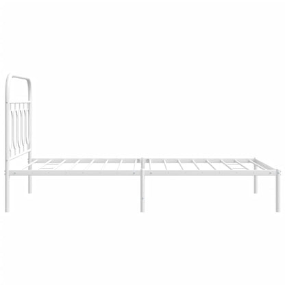 vidaXL Metal Bed Frame without Mattress with Headboard White 107x203cm
