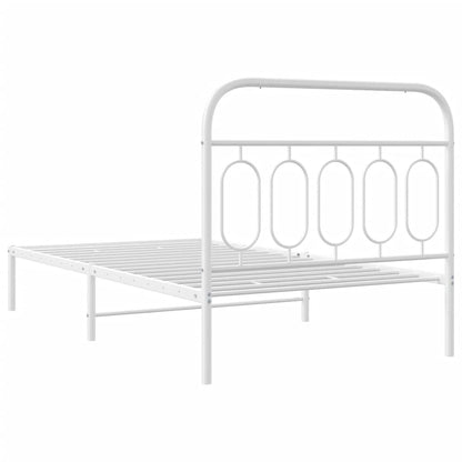vidaXL Metal Bed Frame without Mattress with Headboard White 107x203cm