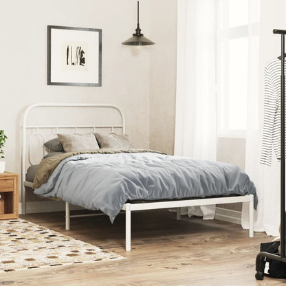 vidaXL Metal Bed Frame without Mattress with Headboard White 107x203cm