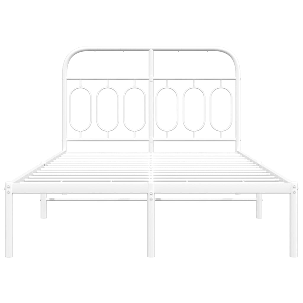 vidaXL Metal Bed Frame without Mattress with Headboard White 120x190cm