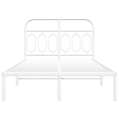 vidaXL Metal Bed Frame without Mattress with Headboard White 120x190cm