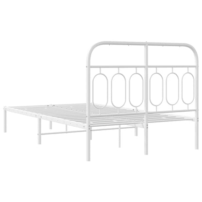 vidaXL Metal Bed Frame without Mattress with Headboard White 120x190cm