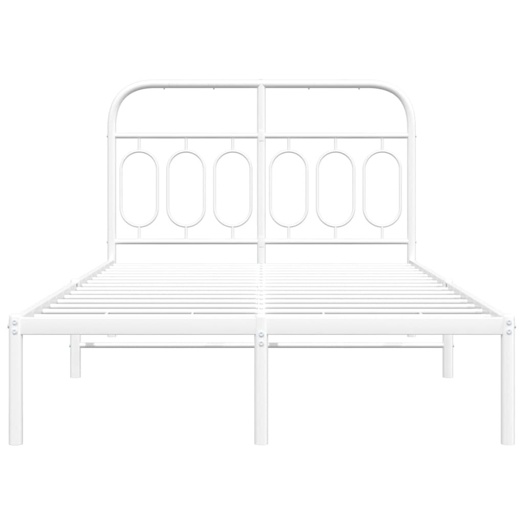 vidaXL Metal Bed Frame without Mattress with Headboard White 120x200cm