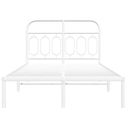 vidaXL Metal Bed Frame without Mattress with Headboard White 120x200cm