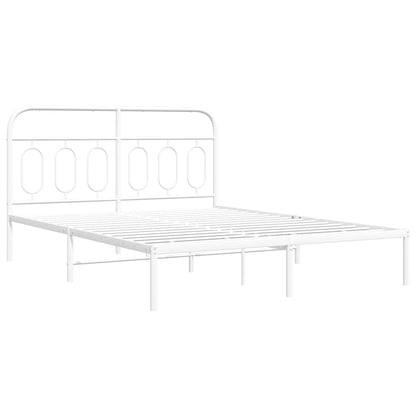 vidaXL Metal Bed Frame without Mattress with Headboard White 140x190cm