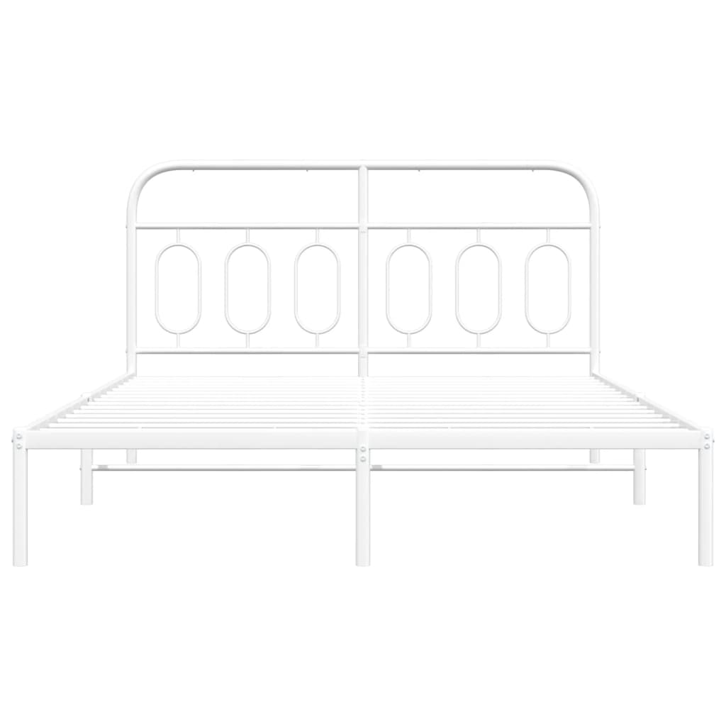 vidaXL Metal Bed Frame without Mattress with Headboard White 140x190cm