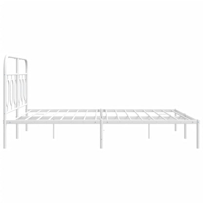 vidaXL Metal Bed Frame without Mattress with Headboard White 140x190cm