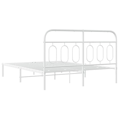 vidaXL Metal Bed Frame without Mattress with Headboard White 140x190cm