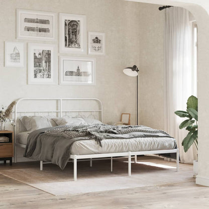 vidaXL Metal Bed Frame without Mattress with Headboard White 140x200cm