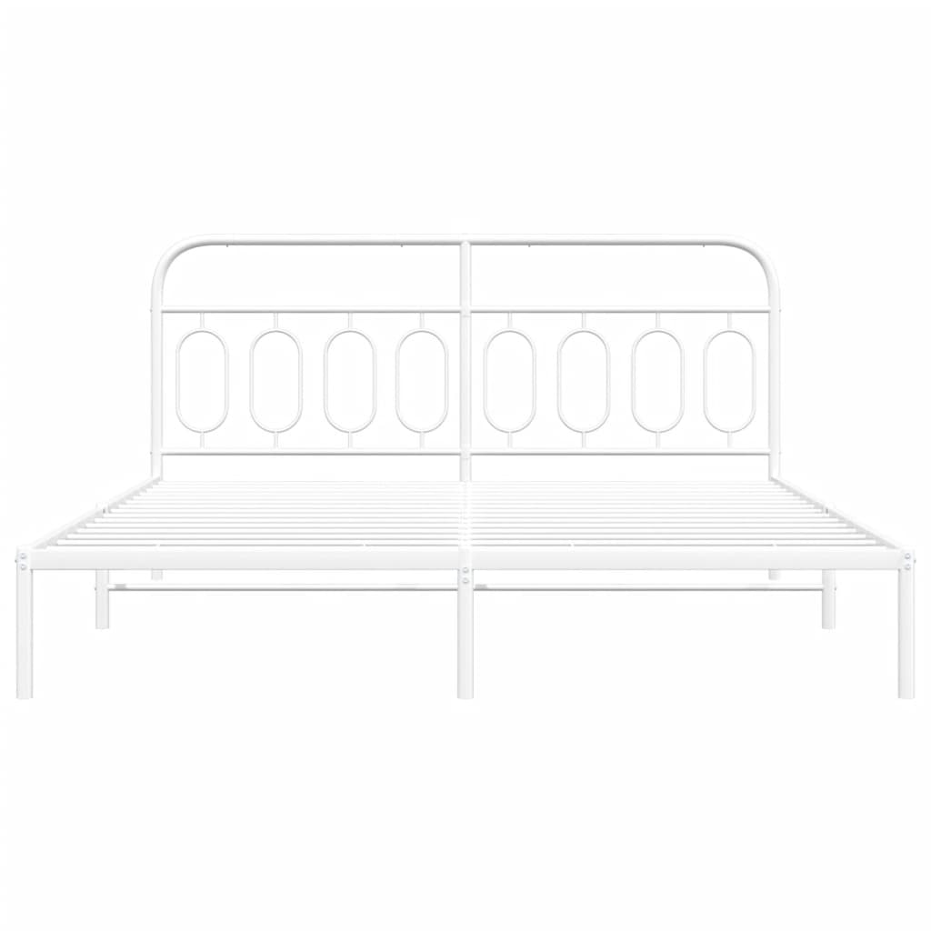 vidaXL Metal Bed Frame without Mattress with Headboard White 160x200cm