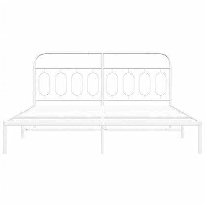vidaXL Metal Bed Frame without Mattress with Headboard White 160x200cm