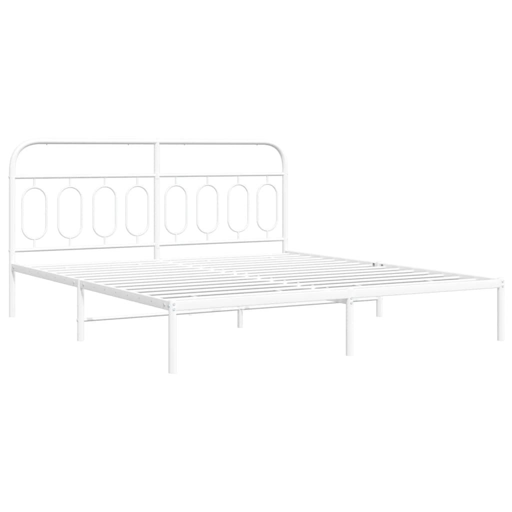 vidaXL Metal Bed Frame without Mattress with Headboard White 183x213cm