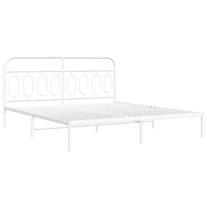 vidaXL Metal Bed Frame without Mattress with Headboard White 183x213cm