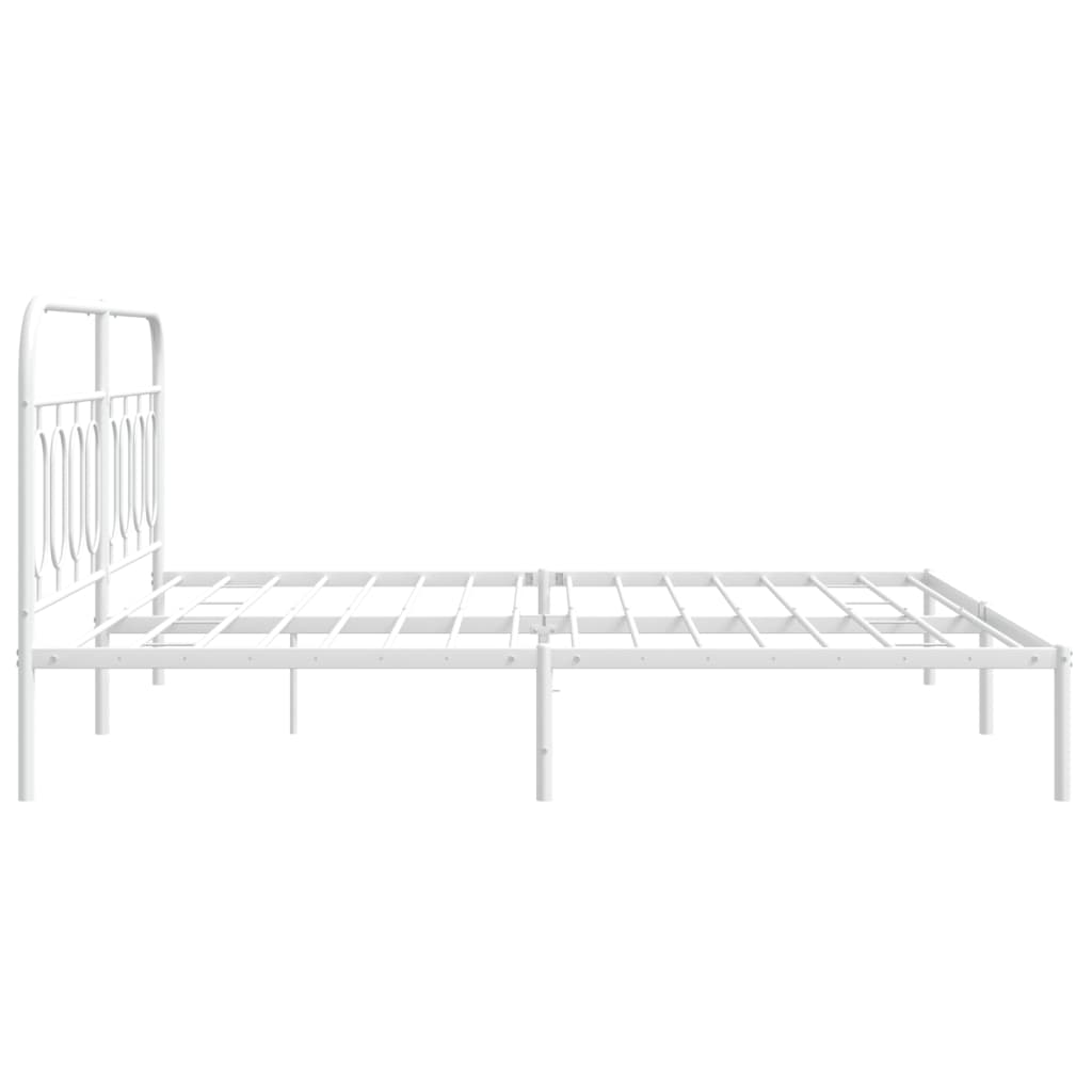 vidaXL Metal Bed Frame without Mattress with Headboard White 183x213cm