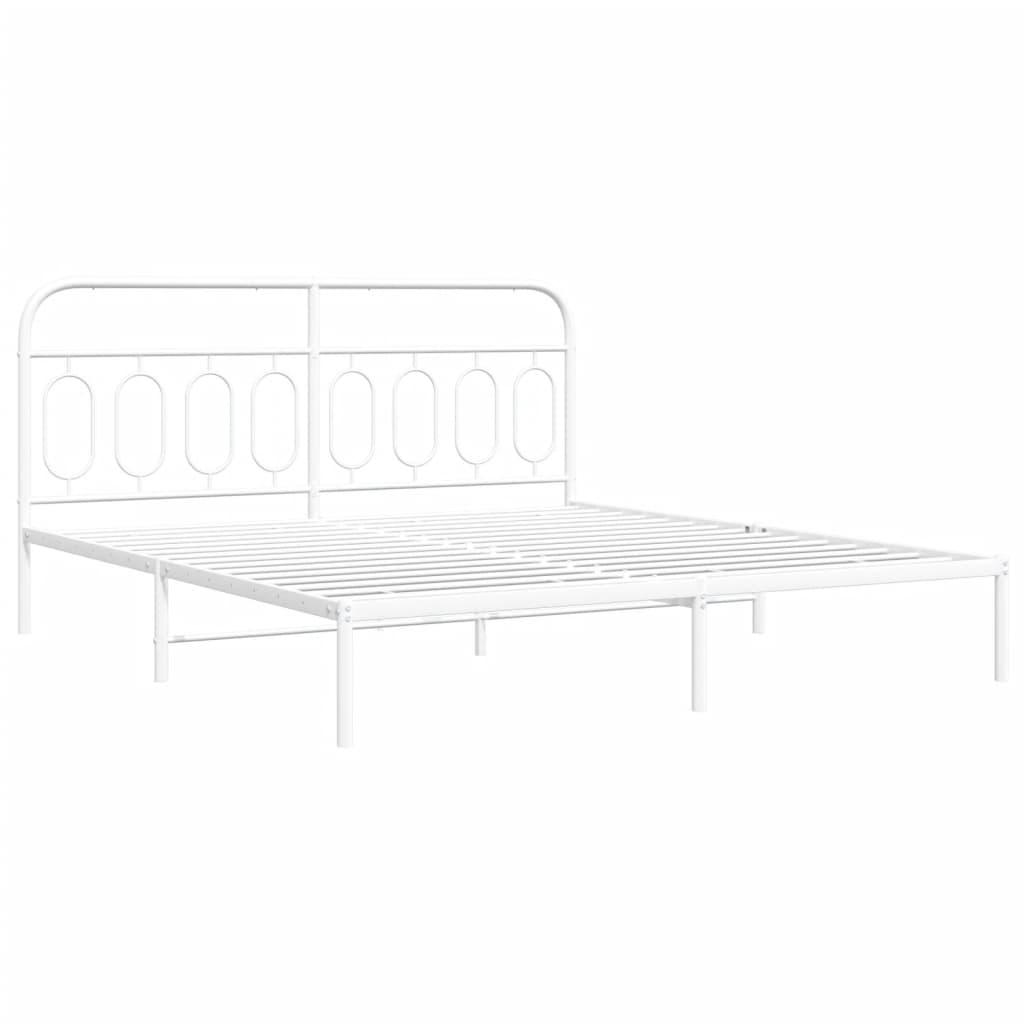 vidaXL Metal Bed Frame without Mattress with Headboard White 193x203cm