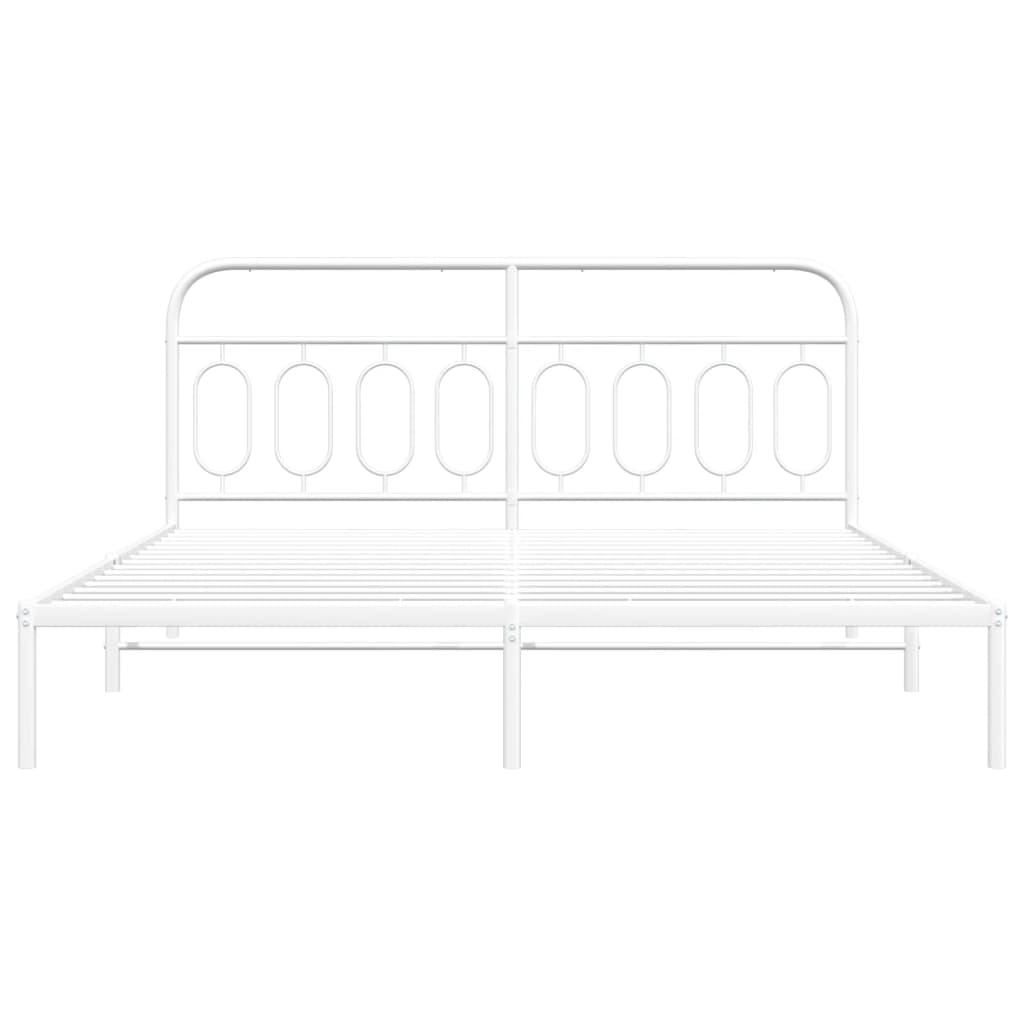 vidaXL Metal Bed Frame without Mattress with Headboard White 193x203cm
