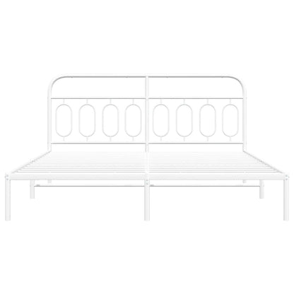 vidaXL Metal Bed Frame without Mattress with Headboard White 193x203cm