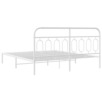 vidaXL Metal Bed Frame without Mattress with Headboard White 193x203cm