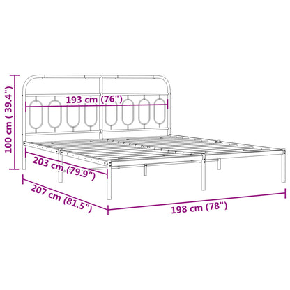 vidaXL Metal Bed Frame without Mattress with Headboard White 193x203cm
