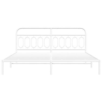 vidaXL Metal Bed Frame without Mattress with Headboard White 200x200cm