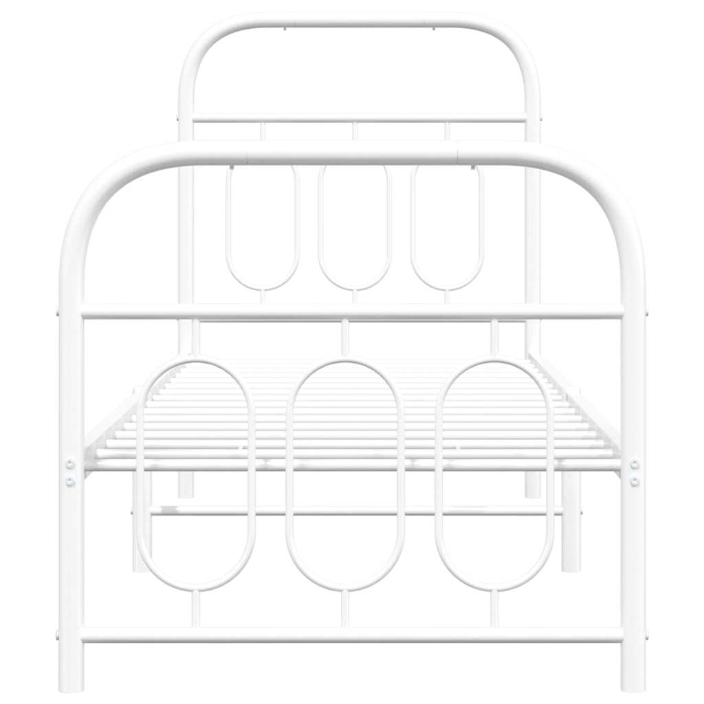 vidaXL Metal Bed Frame without Mattress with Footboard White 75x190cm