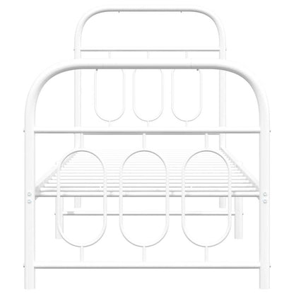 vidaXL Metal Bed Frame without Mattress with Footboard White 75x190cm