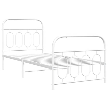 vidaXL Metal Bed Frame without Mattress with Footboard White 80x200cm