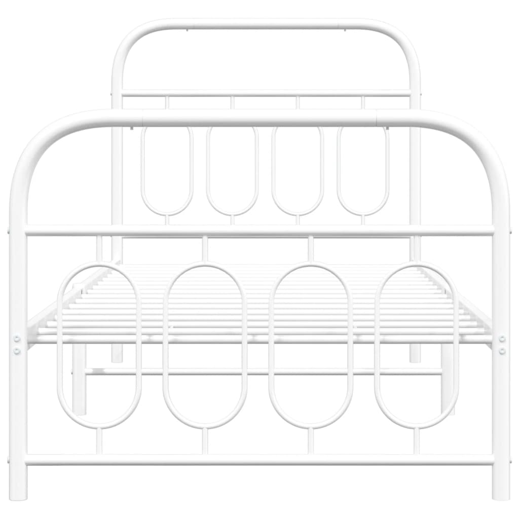 vidaXL Metal Bed Frame without Mattress with Footboard White 80x200cm