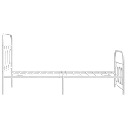vidaXL Metal Bed Frame without Mattress with Footboard White 80x200cm