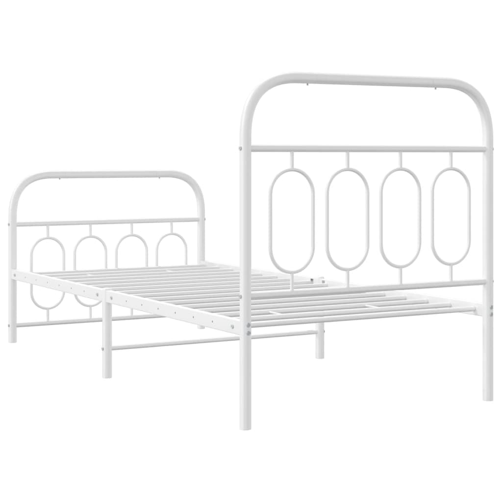 vidaXL Metal Bed Frame without Mattress with Footboard White 80x200cm