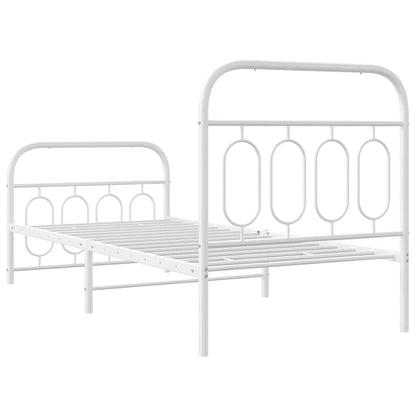 vidaXL Metal Bed Frame without Mattress with Footboard White 80x200cm