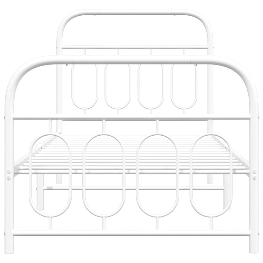 vidaXL Metal Bed Frame without Mattress with Footboard White 90x200cm