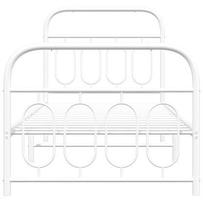 vidaXL Metal Bed Frame without Mattress with Footboard White 90x200cm
