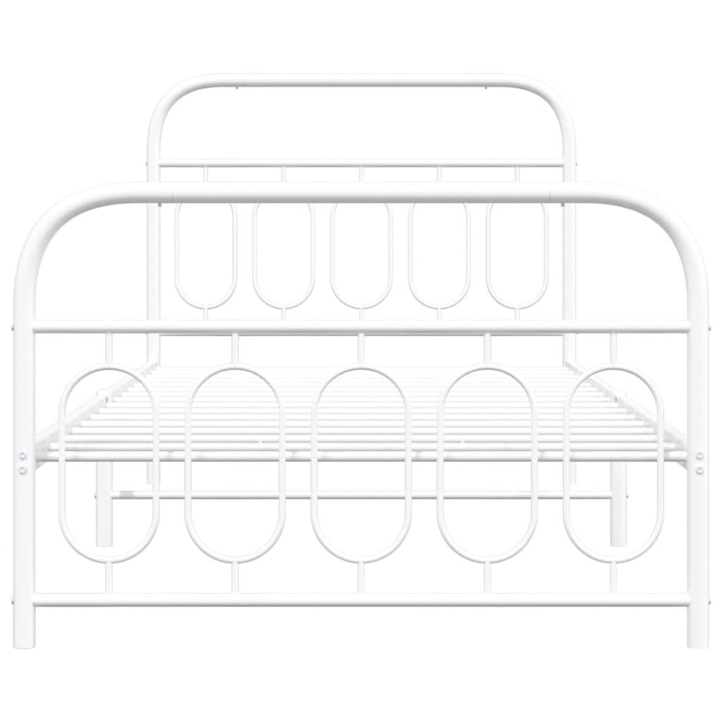 vidaXL Metal Bed Frame without Mattress with Footboard White 100x190cm