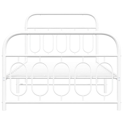 vidaXL Metal Bed Frame without Mattress with Footboard White 100x190cm