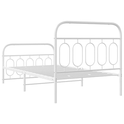 vidaXL Metal Bed Frame without Mattress with Footboard White 100x190cm