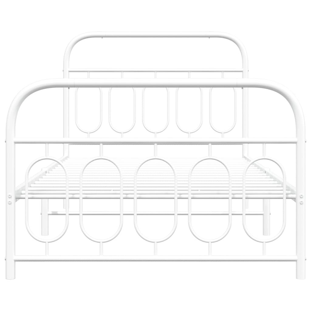 vidaXL Metal Bed Frame without Mattress with Footboard White 100x200cm
