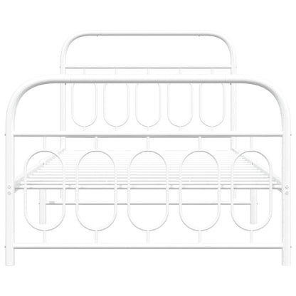 vidaXL Metal Bed Frame without Mattress with Footboard White 100x200cm