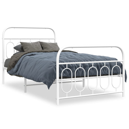 vidaXL Metal Bed Frame without Mattress with Footboard White 107x203cm