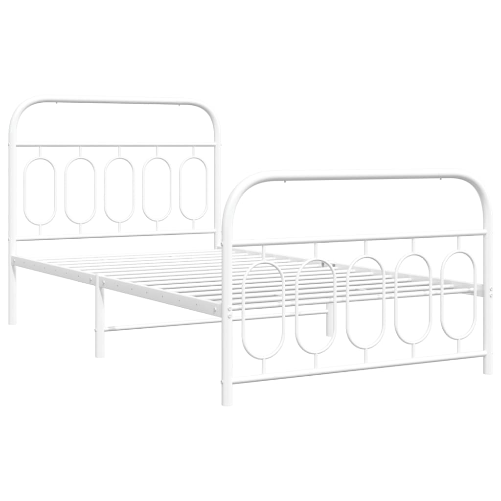 vidaXL Metal Bed Frame without Mattress with Footboard White 107x203cm